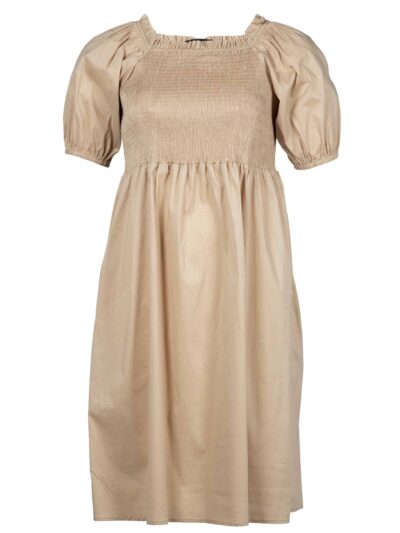 ZOEY sand kjole med smock | POPLIN DRESS