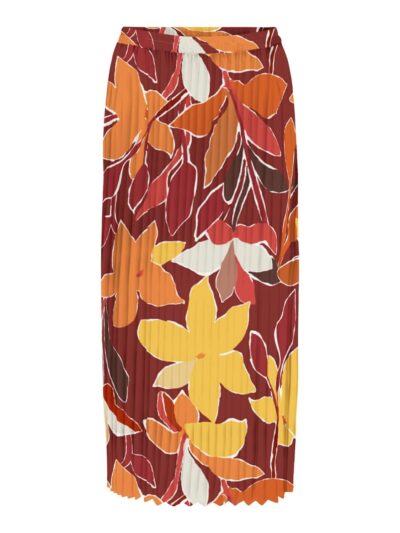 ONLY Carmakoma gylden blomstret plissé nederdel CARALMA