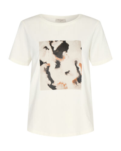 Freequent offwhite t-shirt med print foran