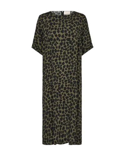 Freequent oliven/sort mønstret kjole | FQAMIRA-DRESS