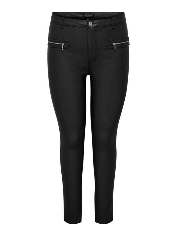 ONLY Carmakoma Black Pants CARROYAL ZIP HW SK ROCK COATED PNT