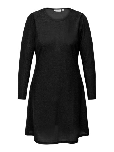 ONLY Carmakoma Black Long Dresses CARMELANIA L/S GLITTER DRESS