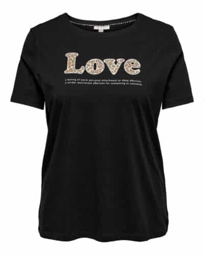 ONLY Carmakoma Black PRINT LOVE T-shirt CARKESIA