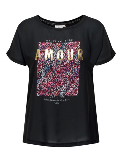 ONLY Carmakoma Black FRONT PRINT T-shirtCARKETTY