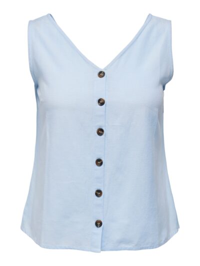 ONLY Carmakoma Clear Sky Top CARBILLIE LINEN S/L BUTTON TOP