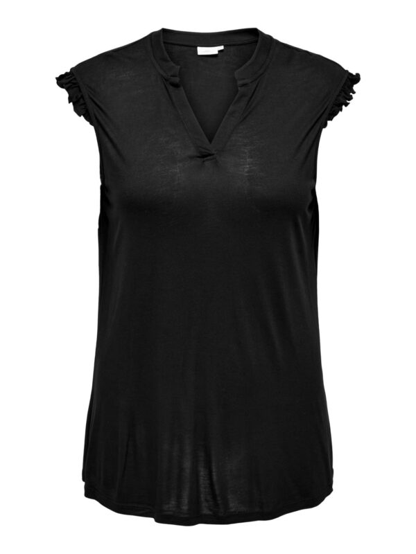 ONLY Carmakoma Black top CARFELLISO SPLIT S/L FRILL TOP JRS