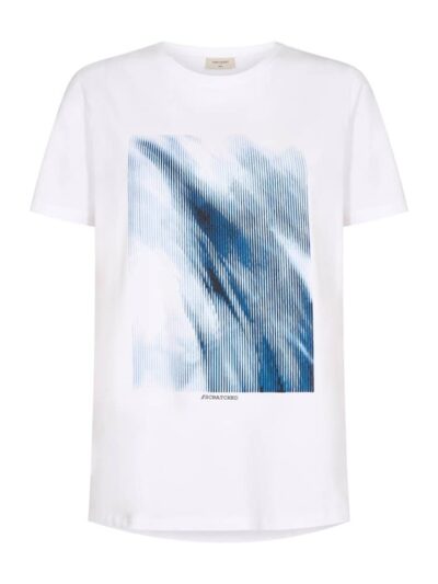 Freequent Brilliant white w. Vista Blue T-SHIRTS | FQFENJAL-TEE