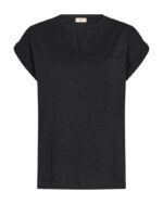 Freequent Black T-SHIRTS | FQVIVA-V-SS-POCKET-BASIC