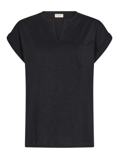 Freequent Black T-SHIRTS | FQVIVA-V-SS-POCKET-BASIC