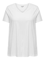 ONLY Carmakoma White T-Shirts V-NECK | LIFE Tops S/S CARBONNIE A-SHAPE WHITE lene by 