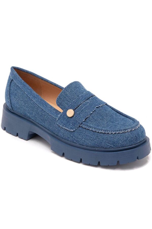 MIND by lene denim loafers med gylden knap | M1736