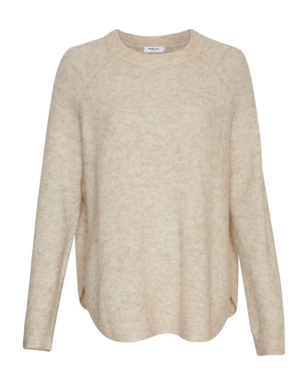 Moss Copenhagen beige strik MSCHLessine Hope Pullover OATMEAL MELANGE