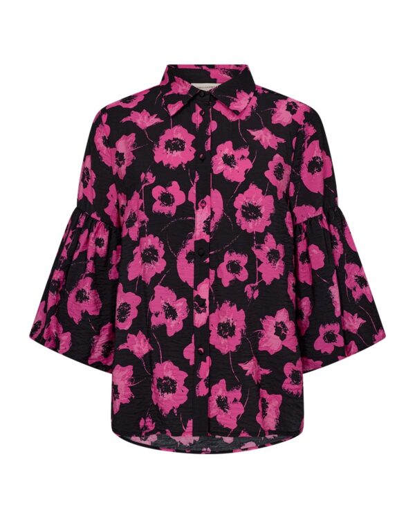 Freequent bluse FQFLUSS-SHIRT-Black-w.-Raspberry-Rose