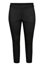 Kaffe Curve sorte bukser Black Deep KCleana Chino 7/8 Pants forfra