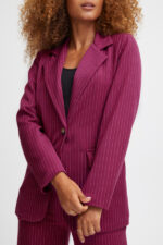 Sorbet rød blazer med tynde striber SBDIEGO BLAZER Magenta Haze enkelt knappelukning