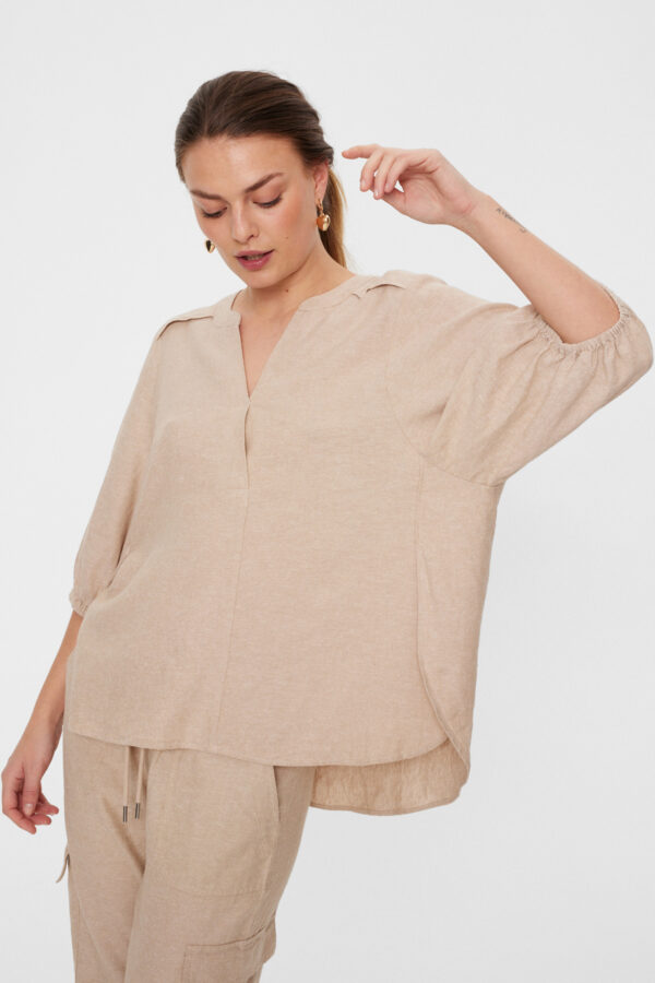 Freequent sandfarvet bluse FQLAVA-BLOUSE Sand melange