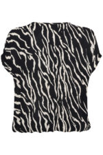 Kaffe Curve kortærmet t-shirt sort hvid print KCami Stanley Printed Black / Antique Zebra Print ryggen