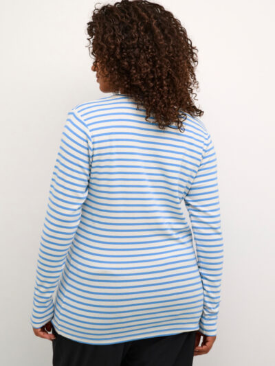 Kaffe Curve blå langærmet stribet t-shirt KClia t-shirt Chalk/Ultramarine - Grey Heart ryggen