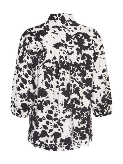 Moss copenhagen sort hvid skjortebluse MSCHKaralynn 3/4 Shirt AOP BLACK ANIMAL