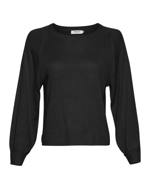 Moss Copenhagen sort langærmet bluse strik MSCHKobra Pullover Black