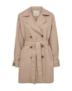 Freequent sandfarvet jakke knapper bindebånd store lommer FQOTTIE-JACKET Simply taupe