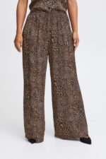 Sorbet sbleopold pant leopard bukser med lommer løst fit forfra