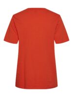 Pieces basic rød t-shirt korte ærmer løst fit PCRIA SS SOLID TEE NOOS BC Tangerine Tango bagside