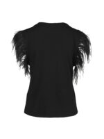 Sort top med fjer NÜ Black Vigga Tee feather