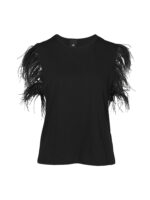 Sort top med fjer NÜ Black Vigga Tee feather