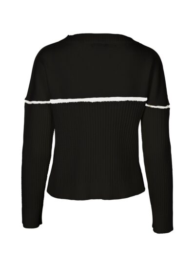 sort strik med hvid stribe over brystet NÜ Black Vinca Blouse knit SUSTAINABLE