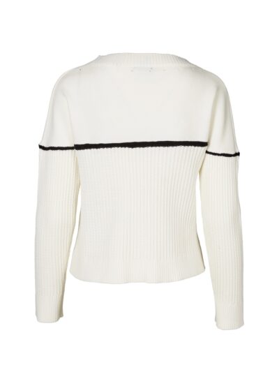 cremefarvet strik med sort stribe over brystet NÜ Creme Vinca Blouse knit SUSTAINABLE