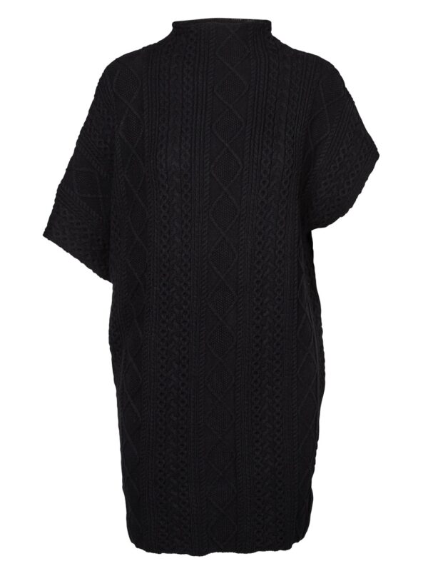 sort strik kjole korte ærmer høj hals NÜ Black Vilna Tunic knit SUSTAINABLE