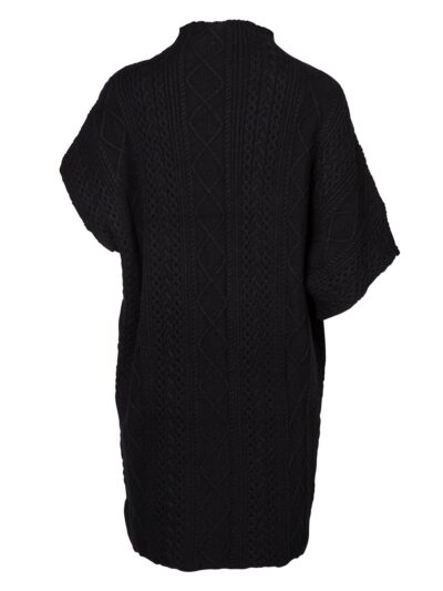 sort strik kjole korte ærmer høj hals løst fit NÜ Black Vilna Tunic knit SUSTAINABLE