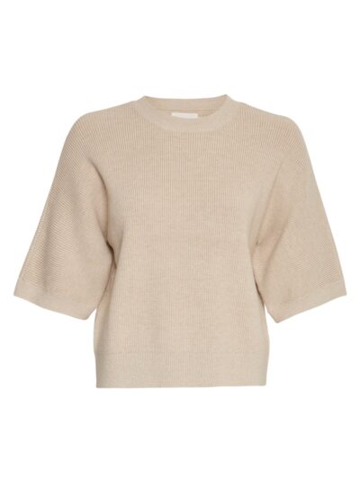 Moss Copenhagen beige strik t-shirt MSCHAmari Rachelle 2/4 Pullover PEYOTE MELANGE