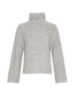 Moss copenhagen grå striktrøje med høj krave MSCHAnnalisa M Pullover LGM