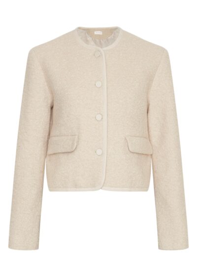 Moss Copenhagen beige jakke MSCHCailana Jacket OATMEAL knappelukning