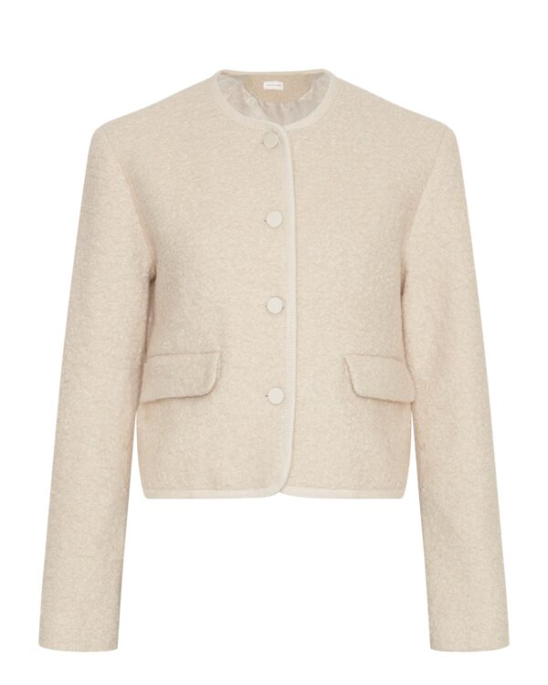 Moss Copenhagen beige jakke MSCHCailana Jacket OATMEAL knappelukning