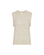 Moss Copenhagen beige vest i strik MSCHHope Vest oatmeal melange rund halsudskæring