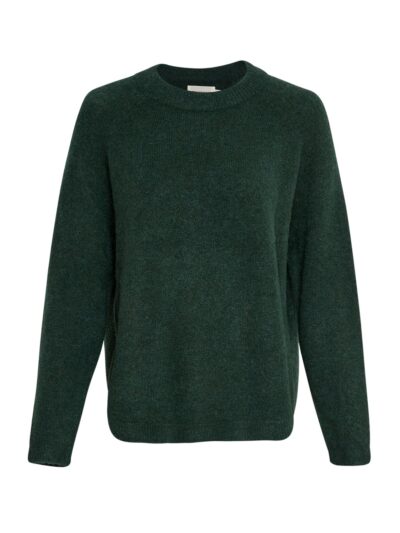 Moss Copenhagen grøn strik med buen kant forneden MSCHLessine Hope Pullover Pine Grove