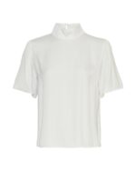 Moss Copenhagen hvid t-shirt med høj hals MSCHMinara Maluca 2/4 Top CLOUD WHITE