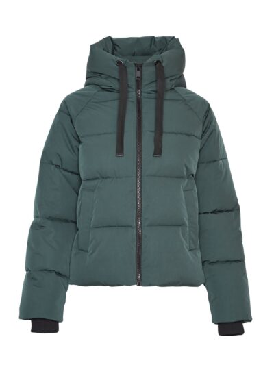 Moss Copenhagen grøn kort vinterjakke med hætte MSCHPavinaria Short Jacket PINE GROVE