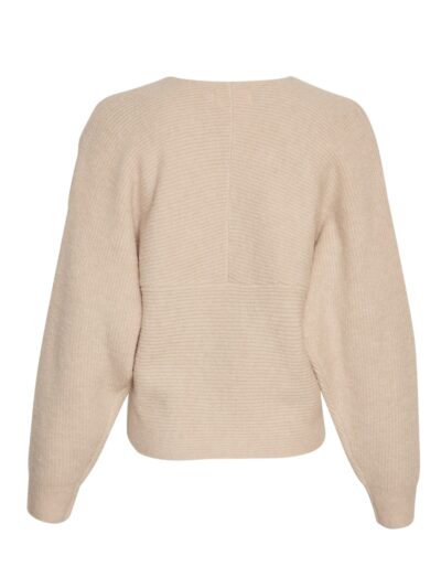 Moss Copenhagen beige strik MSCHZinelle Hope Wrap Pullover PEYOTE