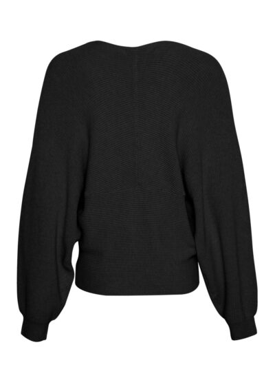 Moss Copenhagen sort strik MSCHZinelle Rachelle Wrap Pullover black