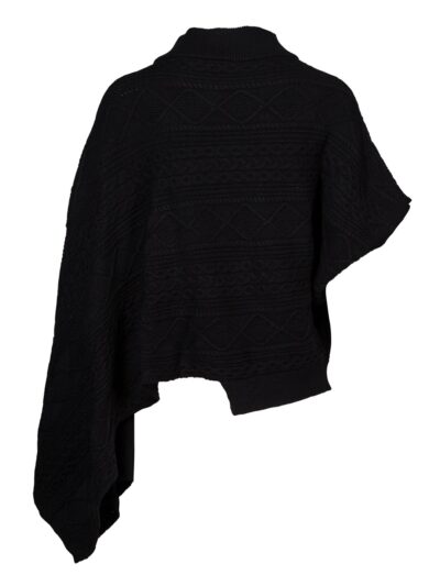 sort poncho NÜ Black Vilna Blouse/poncho knit SUSTAINABLE asymmetrisk snit