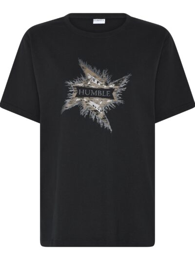 Humble sort t-shirt med print og logo på brystet HAVENHBS TEE Black