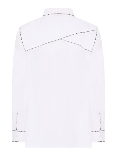 Humble hvid skjorte med sorte syninger HELENAHBS SHIRT White combi