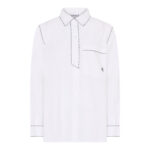 Humble hvid skjorte med sorte syninger HELENAHBS SHIRT White combi