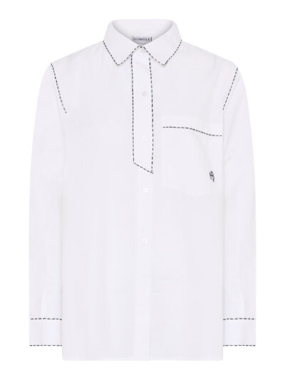 Humble hvid skjorte med sorte syninger HELENAHBS SHIRT White combi