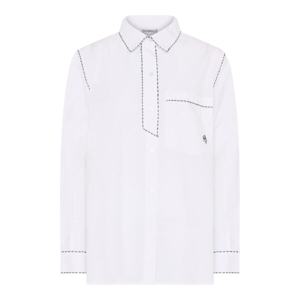 Humble hvid skjorte med sorte syninger HELENAHBS SHIRT White combi