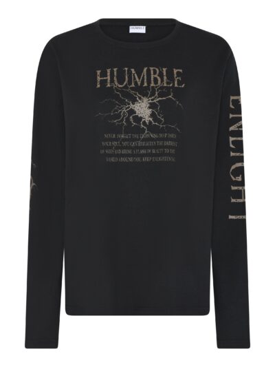 Humble langærmet sort t-shirt med print og skrift HELLAHBS L/S TEE Black